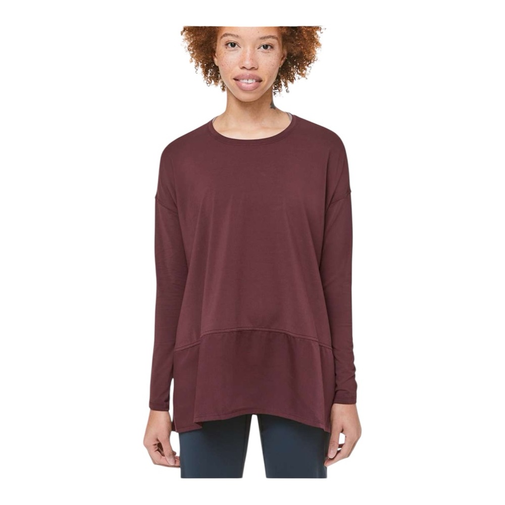 Lululemon Ease of Mind Bordeaux‎ Drama Burgundy Rulu Long Sleeve Tee 8? Flowy